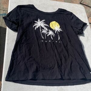 Hurley Black Tee with Palm and Sun Design